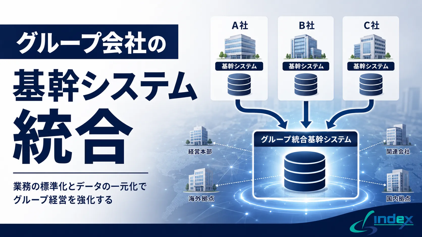 グループ会社の基幹システム統合｜3方式(新規構築/片寄せ/データ連携)の選び方・移行ステップ・失敗要因【2026年版】